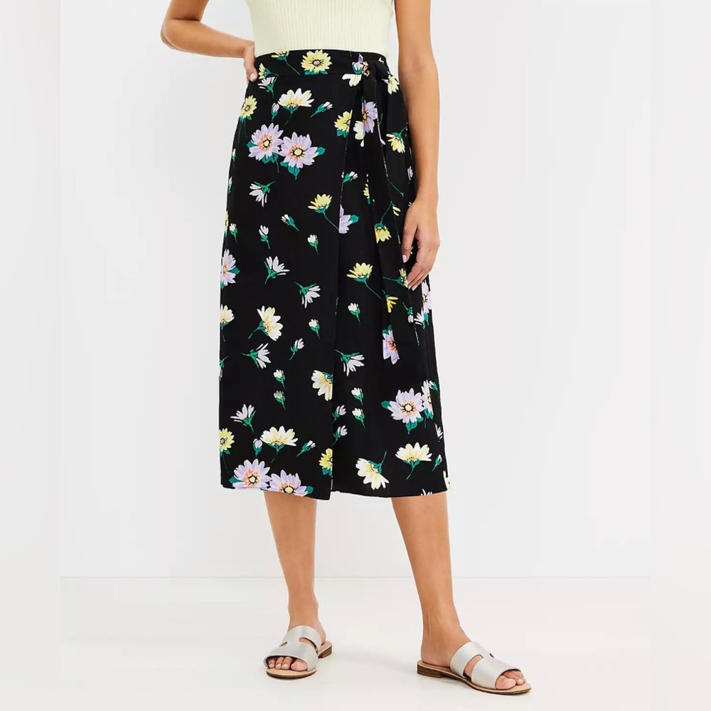 Floral Wrap Midi Skirt